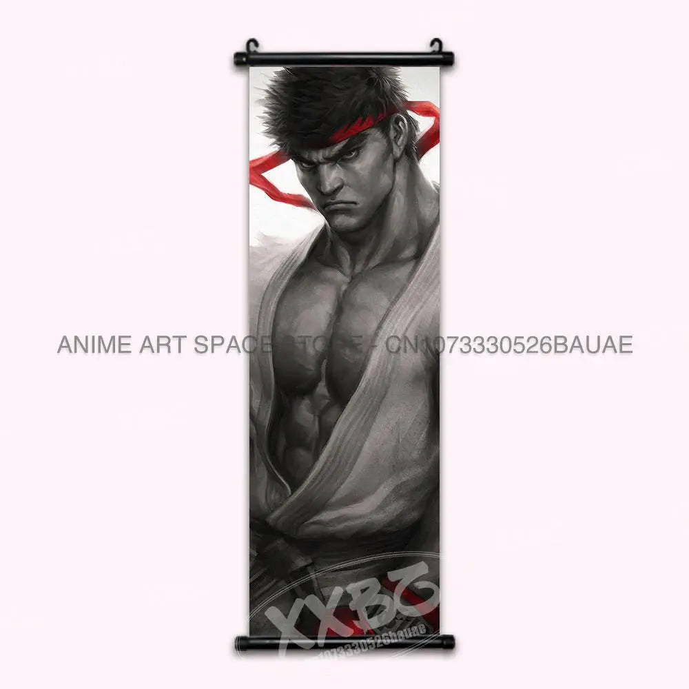 Street Fighter Hanging Painting Fighting Game Wall Artwork Gouken Scrolls Picture Sakura Kasugano Print Canvas Poster Home Decor - Beauty