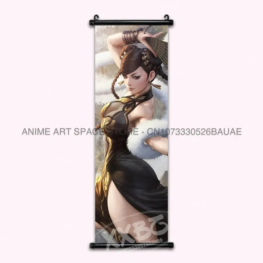 Street Fighter Hanging Painting Fighting Game Wall Artwork Gouken Scrolls Picture Sakura Kasugano Print Canvas Poster Home Decor - Beauty