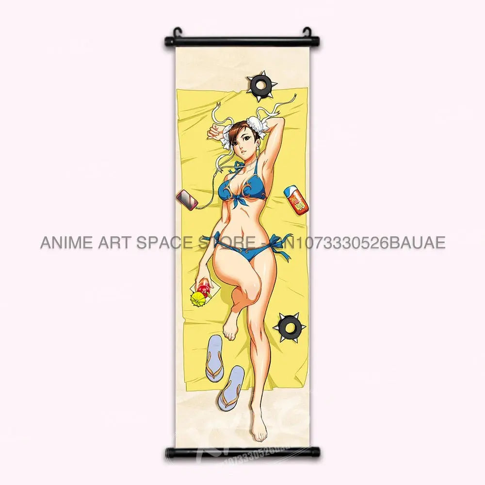Street Fighter Hanging Painting Fighting Game Wall Artwork Gouken Scrolls Picture Sakura Kasugano Print Canvas Poster Home Decor - Beauty