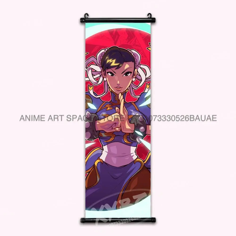 Street Fighter Hanging Painting Fighting Game Wall Artwork Gouken Scrolls Picture Sakura Kasugano Print Canvas Poster Home Decor - Beauty