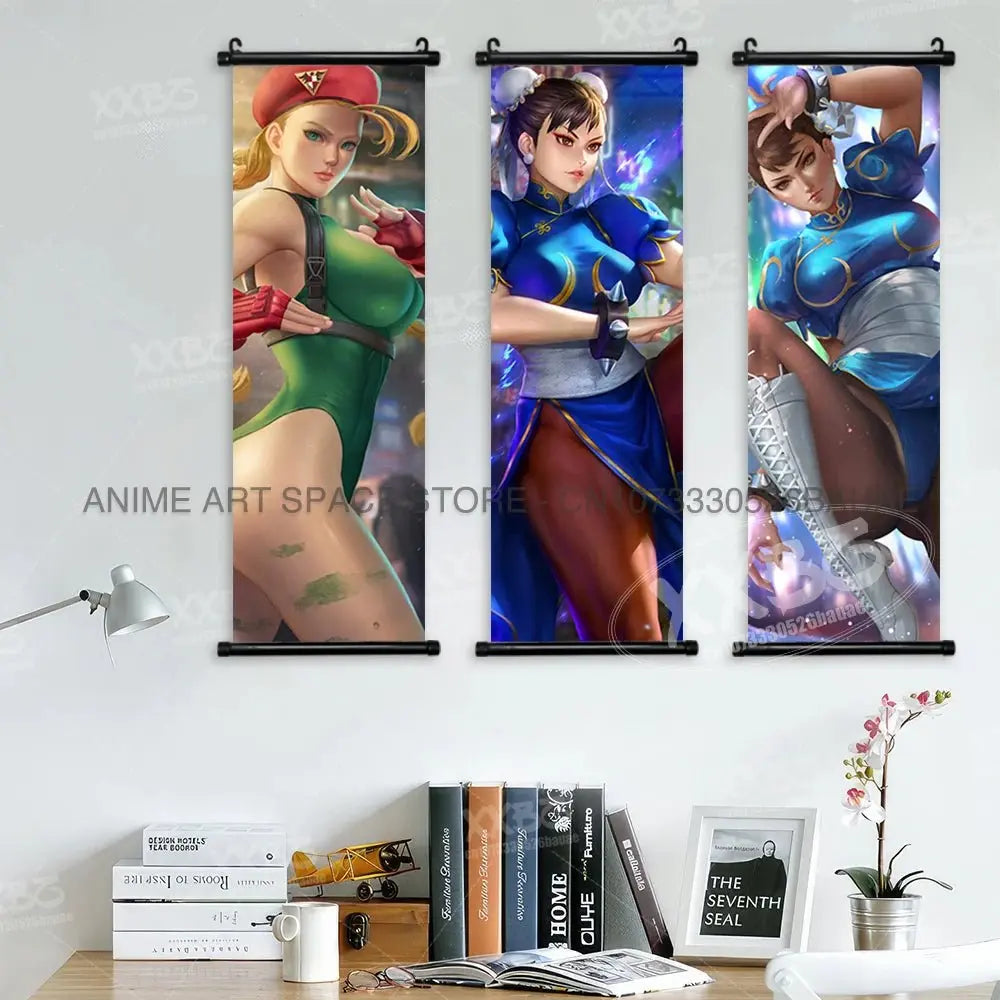 Street Fighter Hanging Painting Fighting Game Wall Artwork Gouken Scrolls Picture Sakura Kasugano Print Canvas Poster Home Decor - Beauty