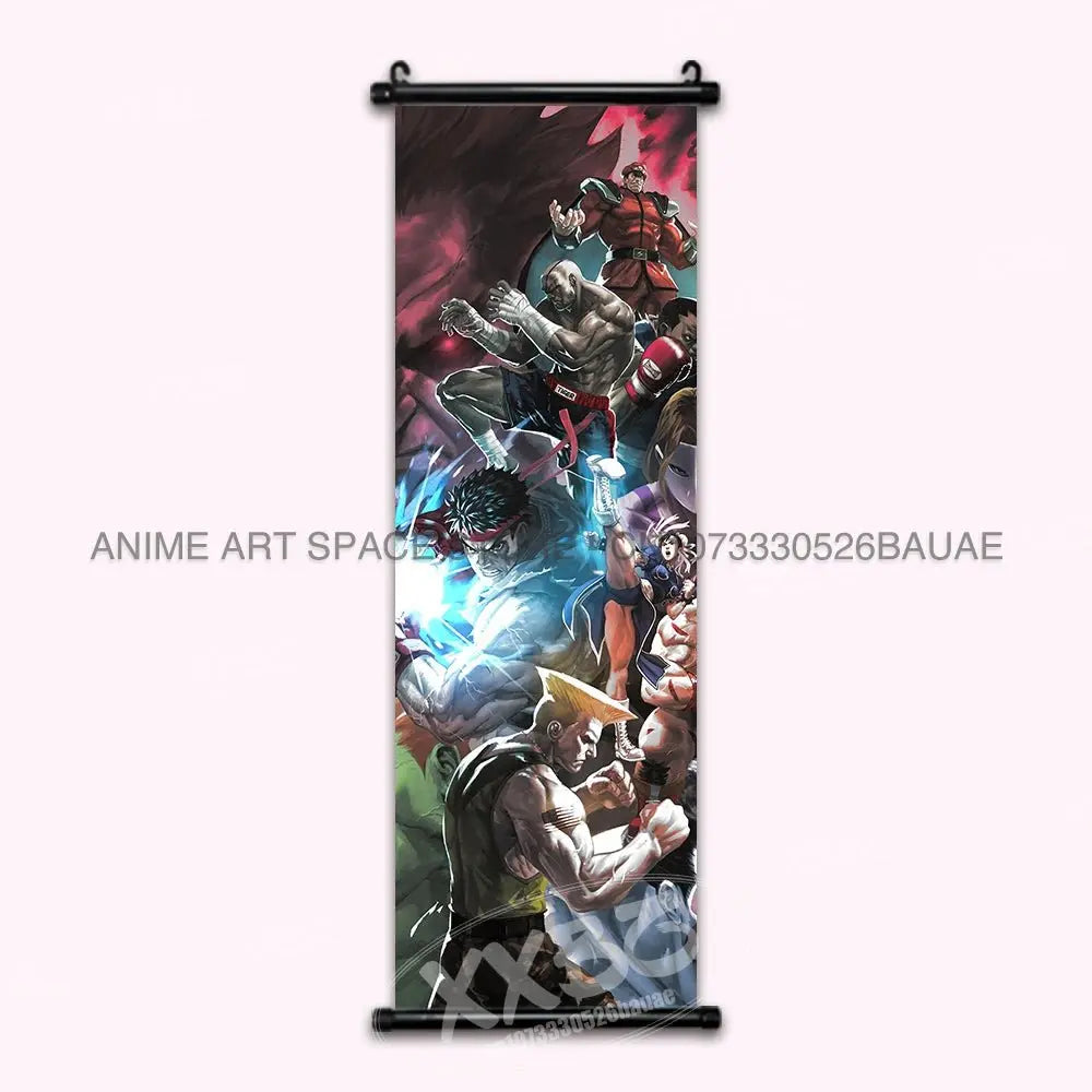 Street Fighter Hanging Painting Fighting Game Wall Artwork Gouken Scrolls Picture Sakura Kasugano Print Canvas Poster Home Decor - Beauty