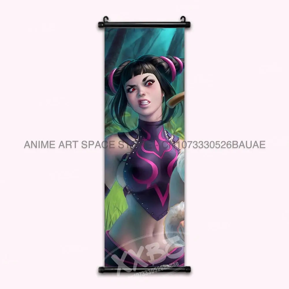Street Fighter Hanging Painting Fighting Game Wall Artwork Gouken Scrolls Picture Sakura Kasugano Print Canvas Poster Home Decor - Beauty