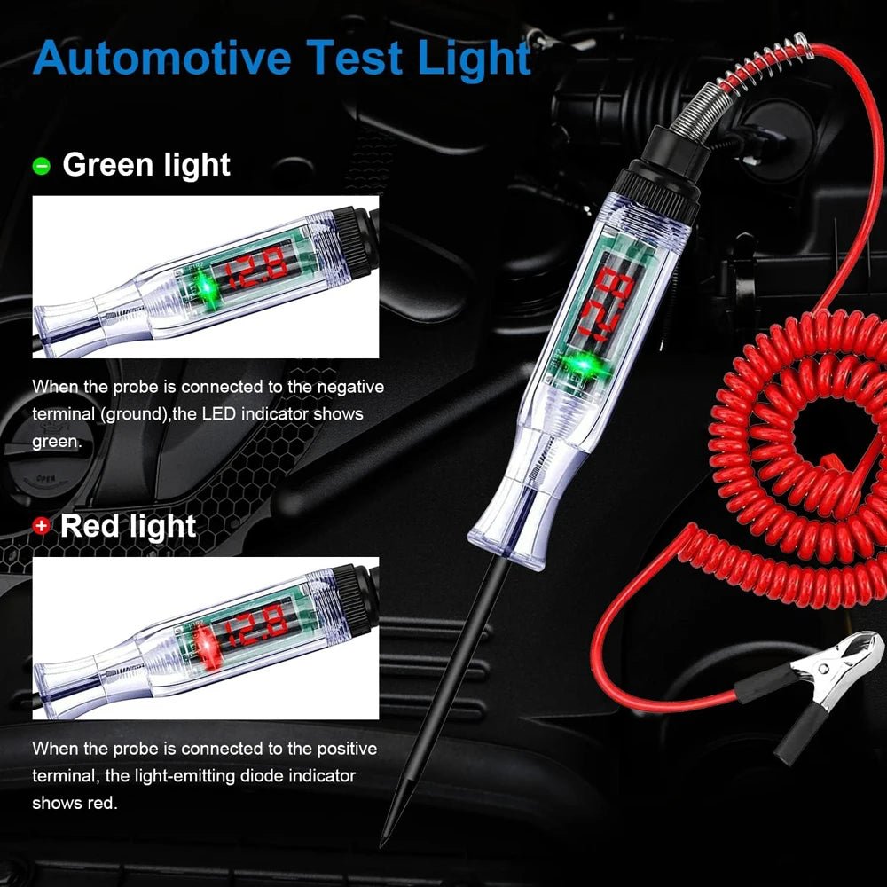 Test Light Automotive Circuit Tester 3 - 48V DC Digital LCD Display Prolong Spring Cable for Sedan,SUV,RV,Truck,Lawn Mower - Beauty
