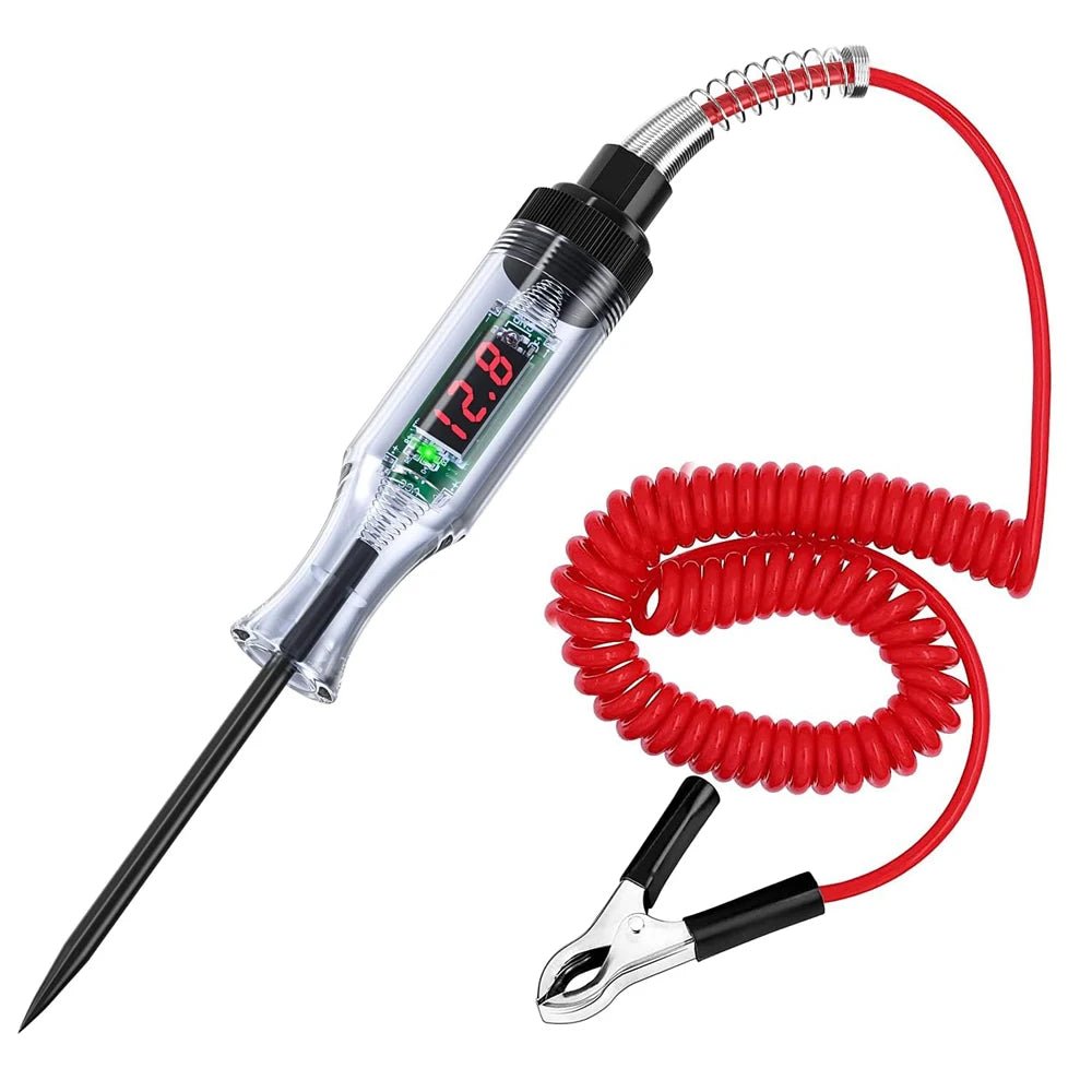 Test Light Automotive Circuit Tester 3 - 48V DC Digital LCD Display Prolong Spring Cable for Sedan,SUV,RV,Truck,Lawn Mower - Beauty