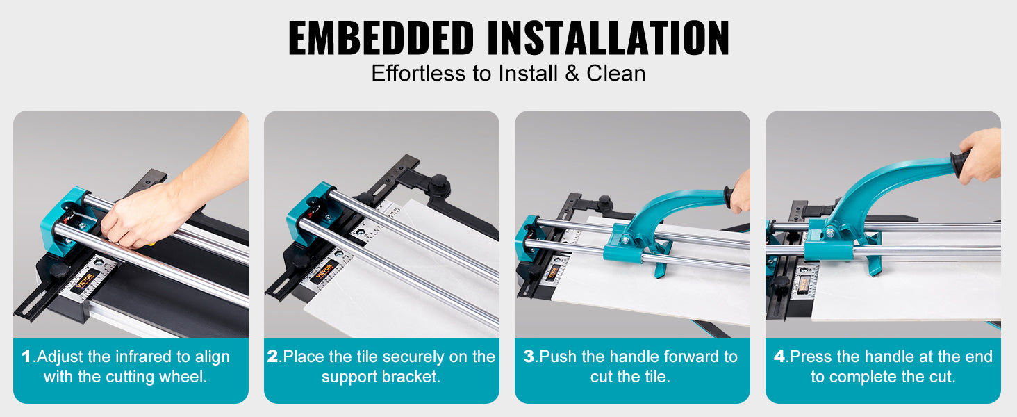 SucceBuy Manual Tile Cutter Porcelain Ceramic Tile Cutter with Tungsten Carbide Cutting Wheel Infrared Positioning Anti-Skid