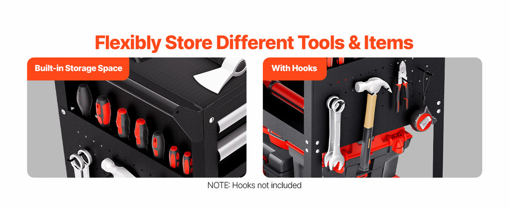 SucceBuy 5-Tier Tool Chest 2-Drawer Rolling Tool Work Cart with Locking & Pegboard Tools Storage Organizer for Garage Warehouse