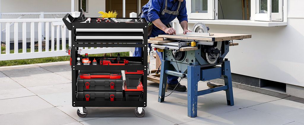 SucceBuy 5-Tier Tool Chest 2-Drawer Rolling Tool Work Cart with Locking & Pegboard Tools Storage Organizer for Garage Warehouse
