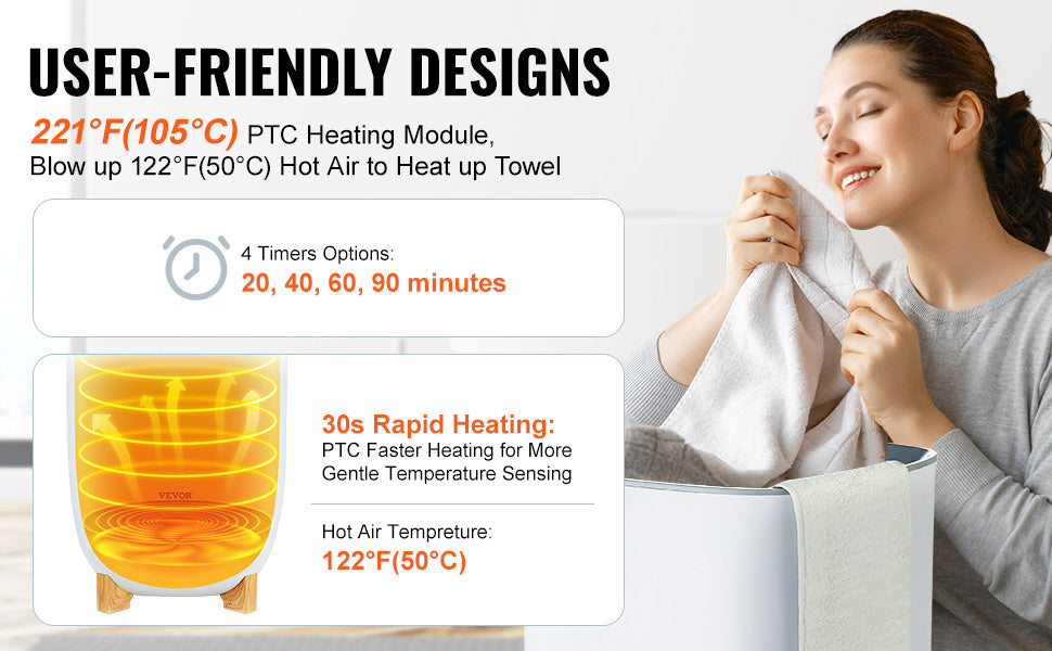 SucceBuy Towel Warmer 20L/25L/35L Towel Warmer Bucket with Auto Shut Off Child Lock LED Screen for Bathroom Spa Bathrobe Blanket