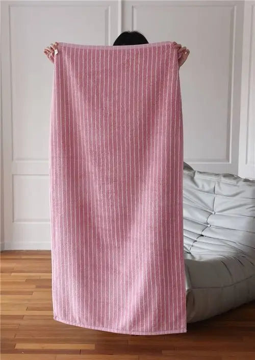 Ultra Soft Absorbent Retro Stripe Bath Towel - 100% Organic Cotton - Beauty
