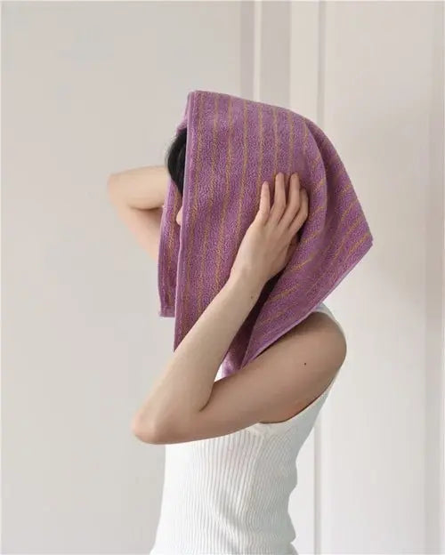 Ultra Soft Absorbent Retro Stripe Bath Towel - 100% Organic Cotton - Beauty