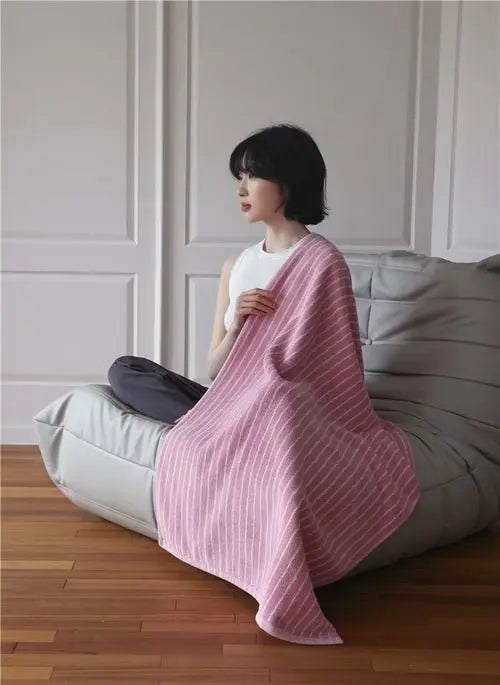 Ultra Soft Absorbent Retro Stripe Bath Towel - 100% Organic Cotton - Beauty