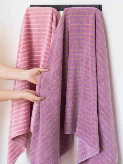 Ultra Soft Absorbent Retro Stripe Bath Towel - 100% Organic Cotton - Beauty