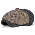 Unisex Retro Grid Stitching Newsboy Caps Men British Painters Hats Spring and Autumn Berets Hip Hop Berets - Beauty