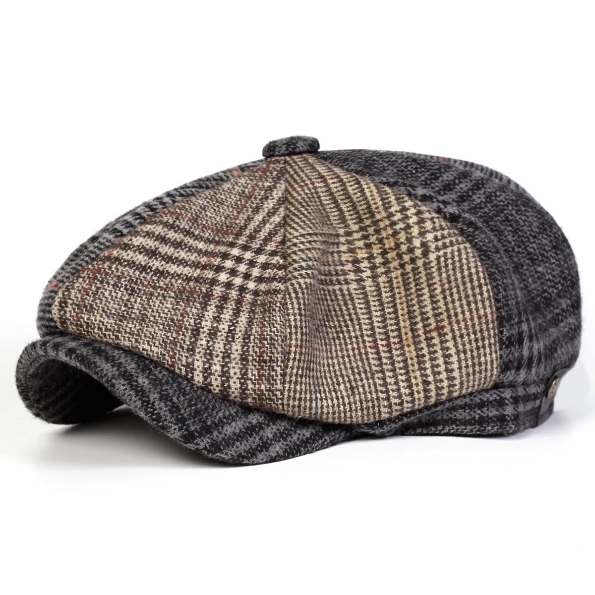 Unisex Retro Grid Stitching Newsboy Caps Men British Painters Hats Spring and Autumn Berets Hip Hop Berets - Beauty