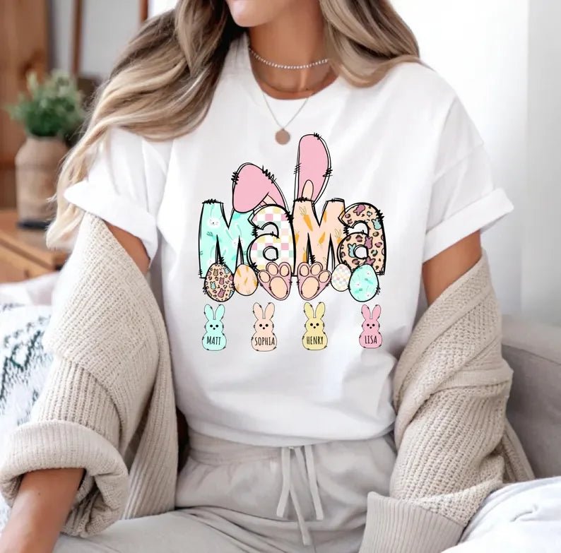 USA Warehouse Dropshipping Print on Demand Personalized Name Cute Nurse Mama Funny Happy Easter Gift Cotton Tshirt T-Shirt - Beauty