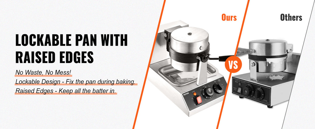 SucceBuy Electric Waffle Maker Stainless Steel Round Waffle Iron Non-Stick Waffle Baker Machine Teflon-Coated Baking Pans