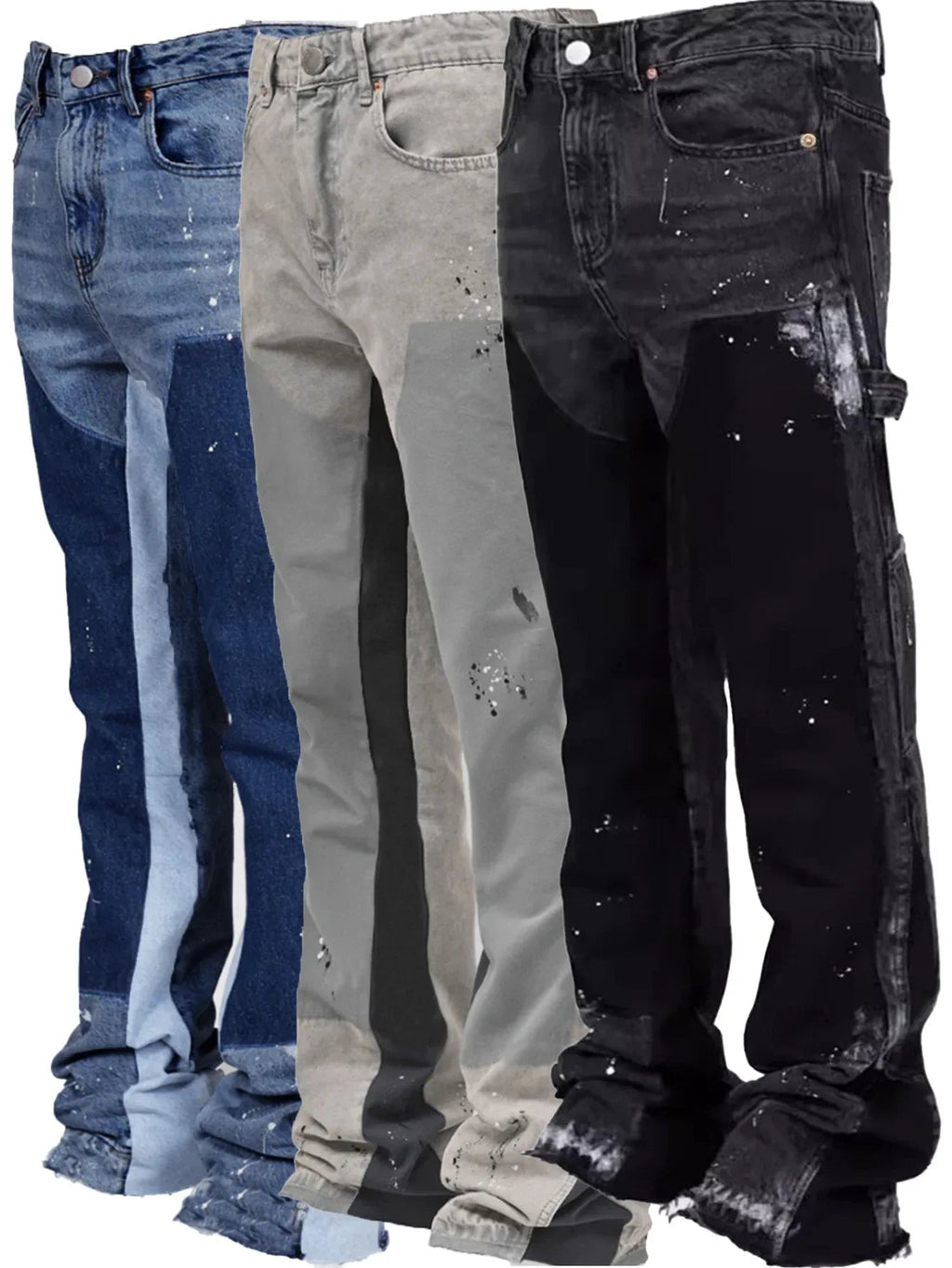 Washed Jeans Men Vintage Ankle Length Trousers Mid Waist Pockets Button Zipper Fly Distressed Denims Streetwear Straight Pants - Beauty