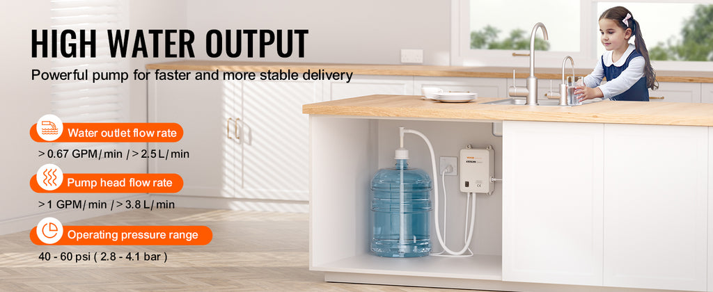 SucceBuy 5 Gallon Bottled Water Dispenser Pump System Automatic Electric Single Inlet Compatible Use w/ Tea Machine Refrigerator