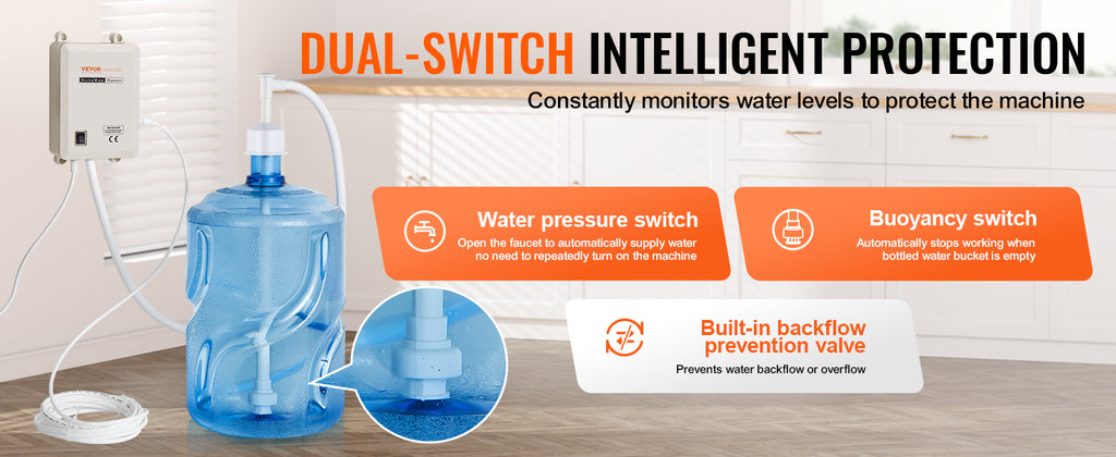 SucceBuy 5 Gallon Bottled Water Dispenser Pump System Automatic Electric Single Inlet Compatible Use w/ Tea Machine Refrigerator
