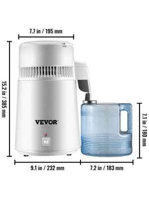 SucceBuy 4L Water Distiller Purifier Filter Dispenser Heating Drinking Bottle Softener 304 Stainless Home Appliance for Office