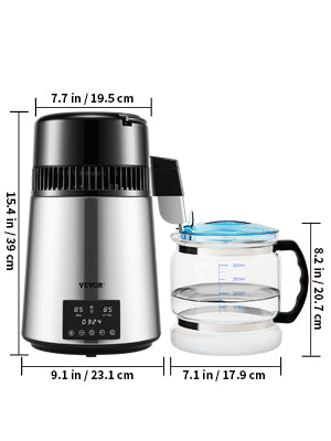SucceBuy 4L Water Distiller Purifier Filter Dispenser Drink Bottle Softener Dual Temp Display Overheat Protection Home Appliance