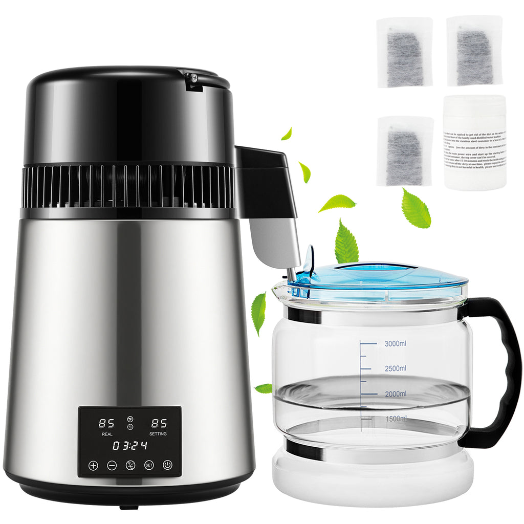 SucceBuy 4L Water Distiller Purifier Filter Dispenser Drink Bottle Softener Dual Temp Display Overheat Protection Home Appliance