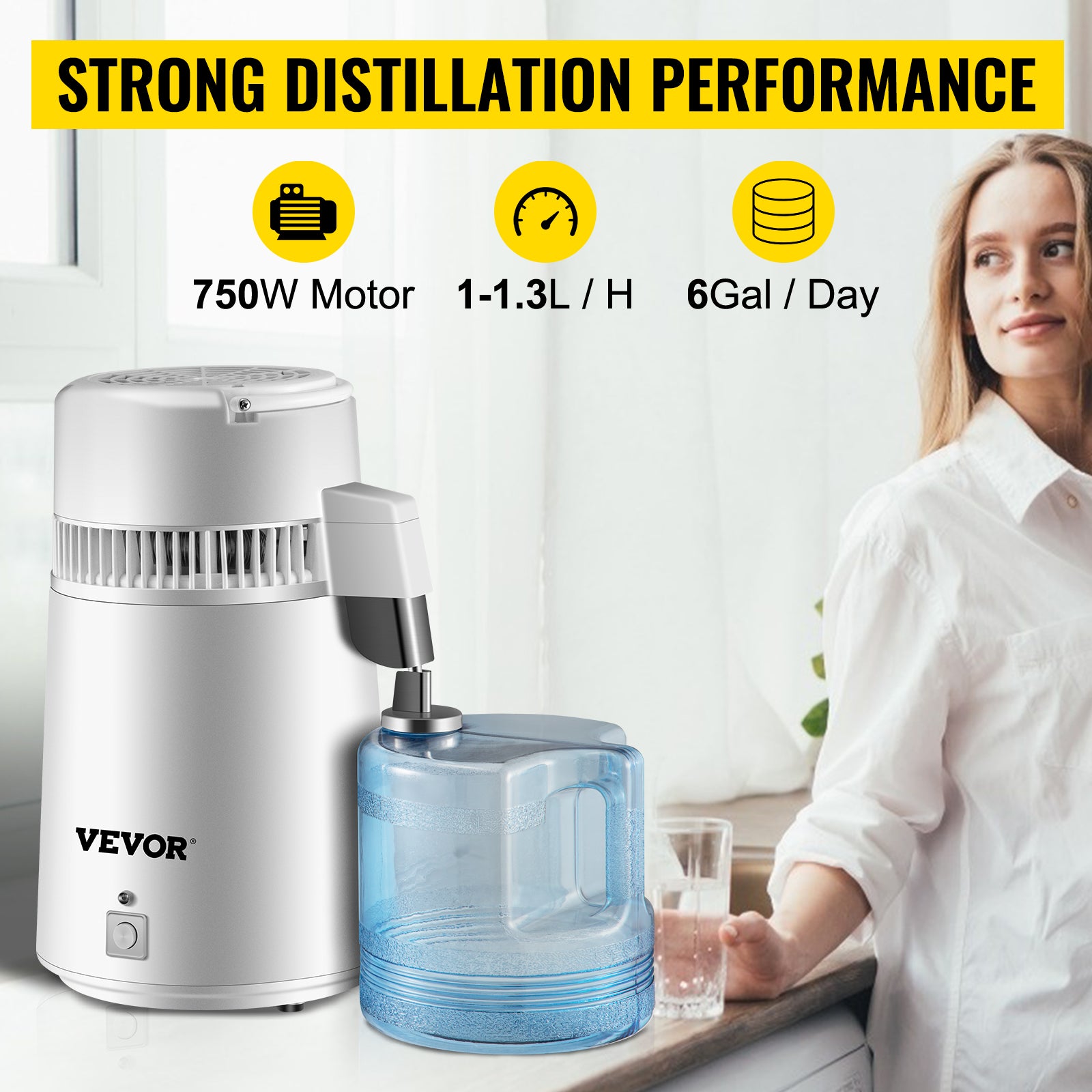 SucceBuy 4L Water Distiller Purifier Filter Dispenser Heating Drinking Bottle Softener 304 Stainless Home Appliance for Office