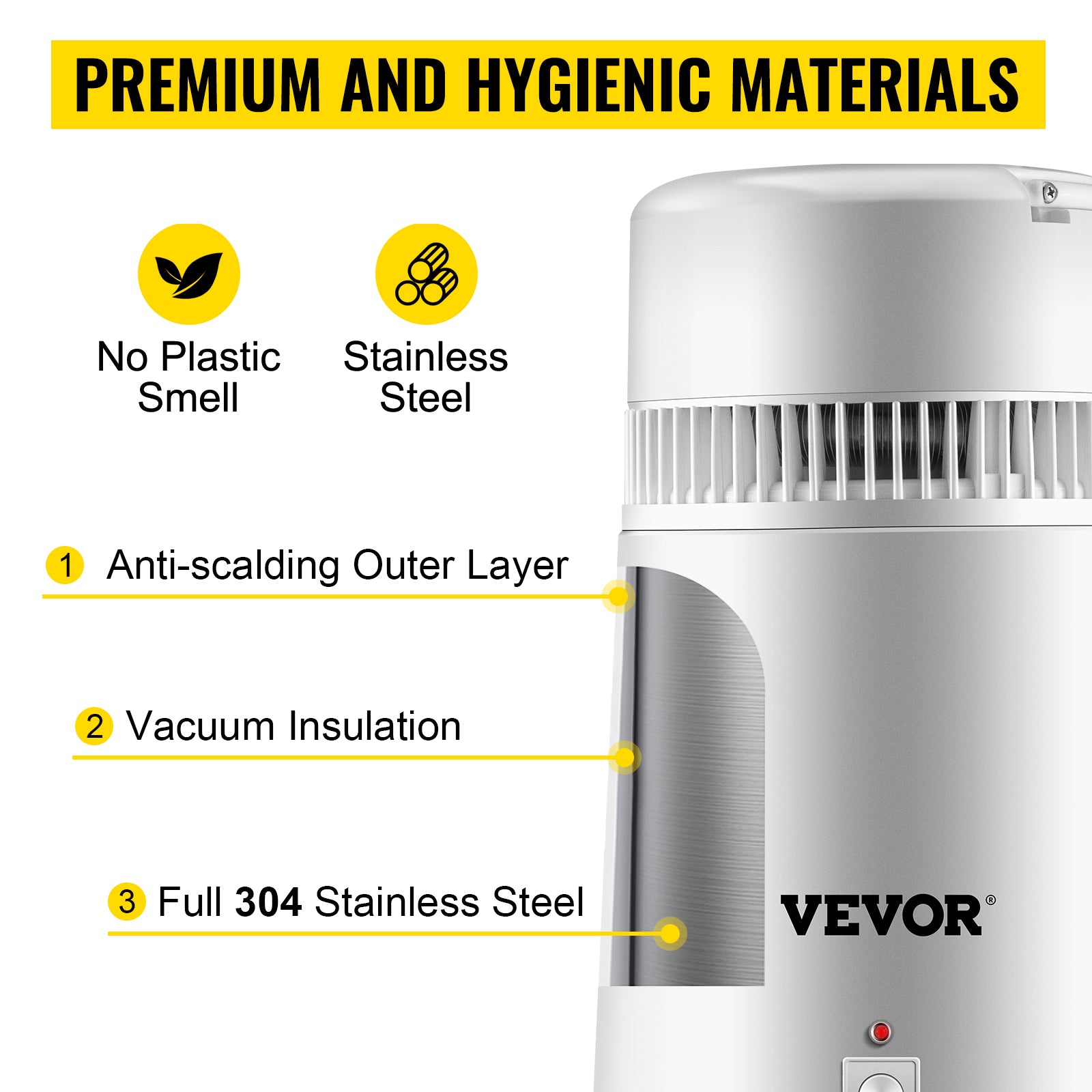 SucceBuy 4L Water Distiller Purifier Filter Dispenser Heating Drinking Bottle Softener 304 Stainless Home Appliance for Office