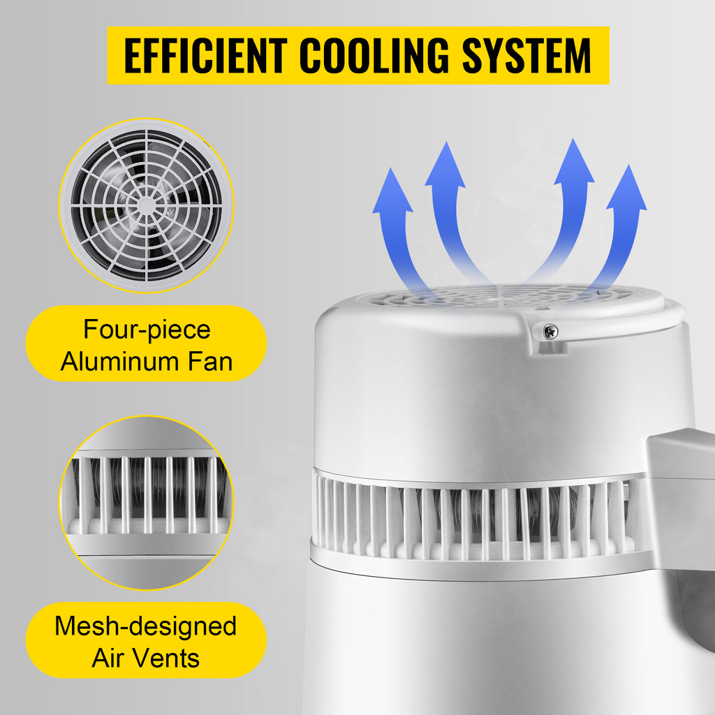 SucceBuy 4L Water Distiller Purifier Filter Dispenser Heating Drinking Bottle Softener 304 Stainless Home Appliance for Office