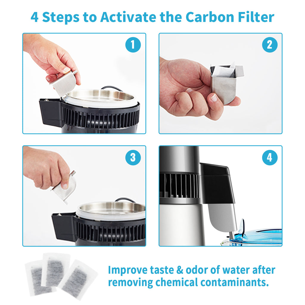 SucceBuy 4L Water Distiller Purifier Filter Dispenser Drink Bottle Softener Dual Temp Display Overheat Protection Home Appliance