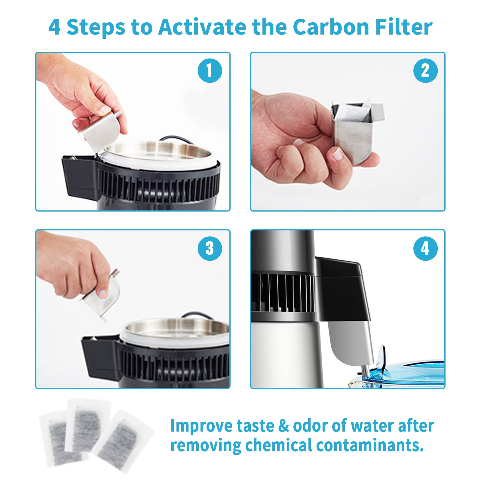 SucceBuy 4L Water Distiller Purifier Filter Dispenser Drink Bottle Softener Dual Temp Display Overheat Protection Home Appliance