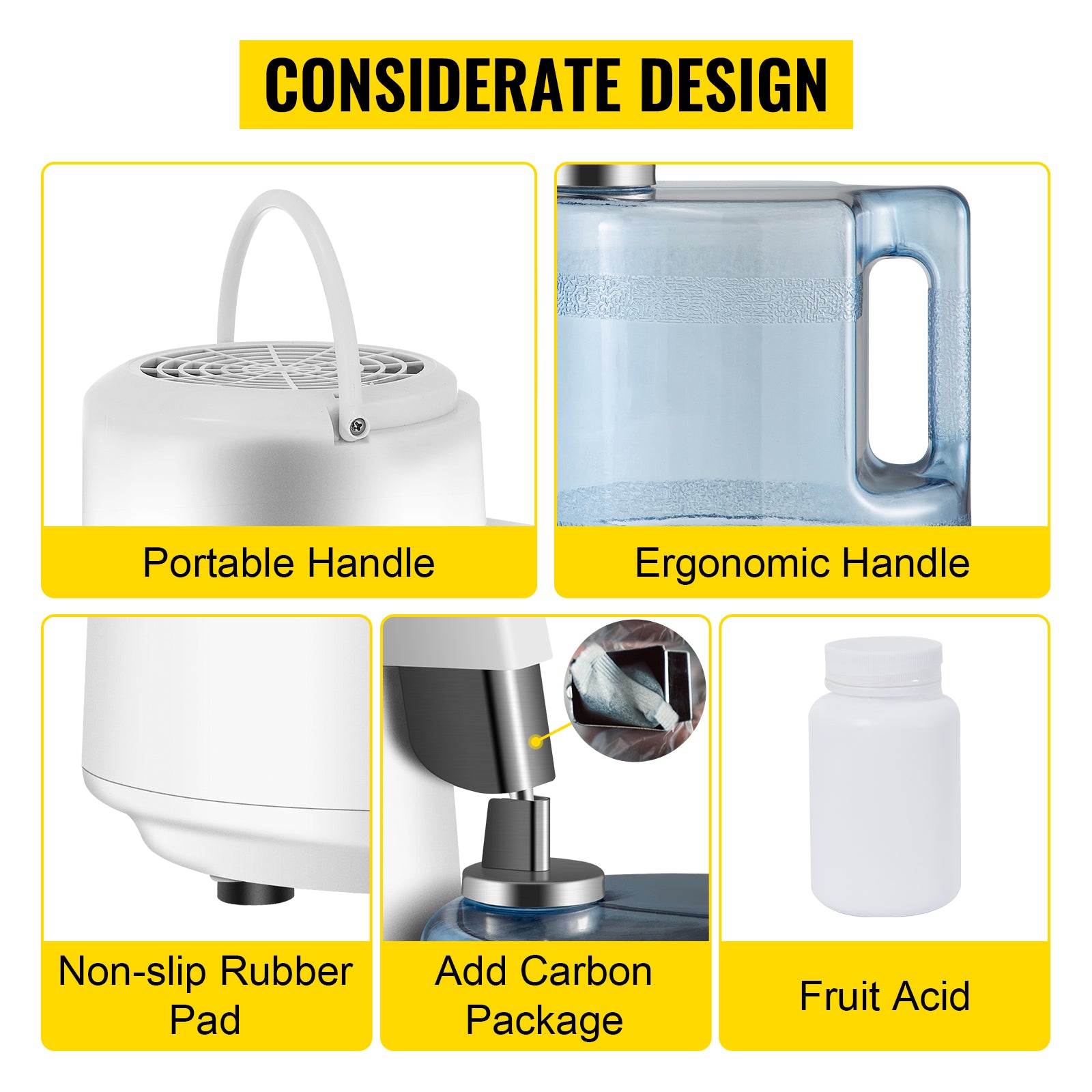 SucceBuy 4L Water Distiller Purifier Filter Dispenser Heating Drinking Bottle Softener 304 Stainless Home Appliance for Office