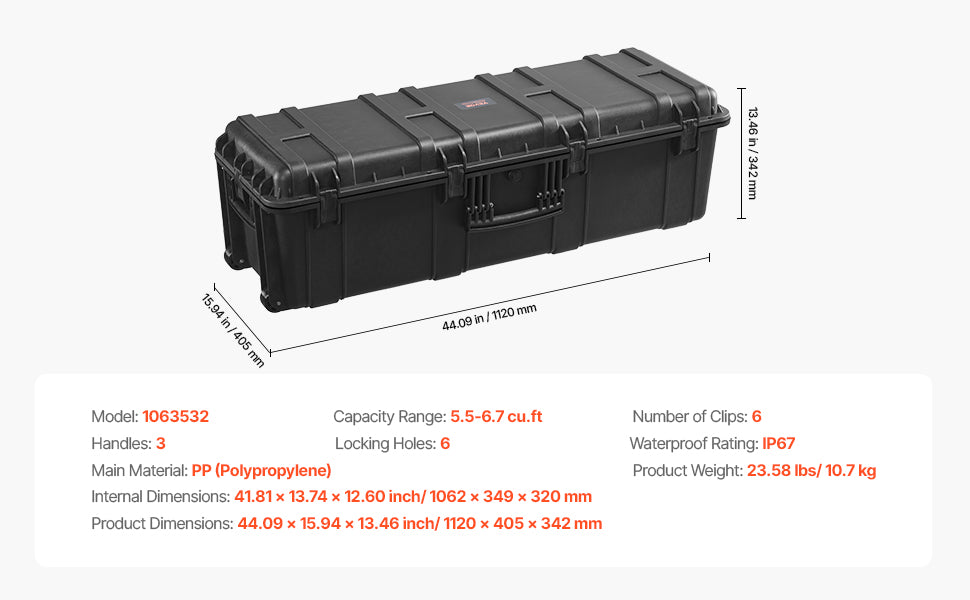 SucceBuy IP67 Weatherproof Hard Case Heavy Duty Protective Case w/ Pre-cut Foam and Handles for Travel Hunting Military Cameras