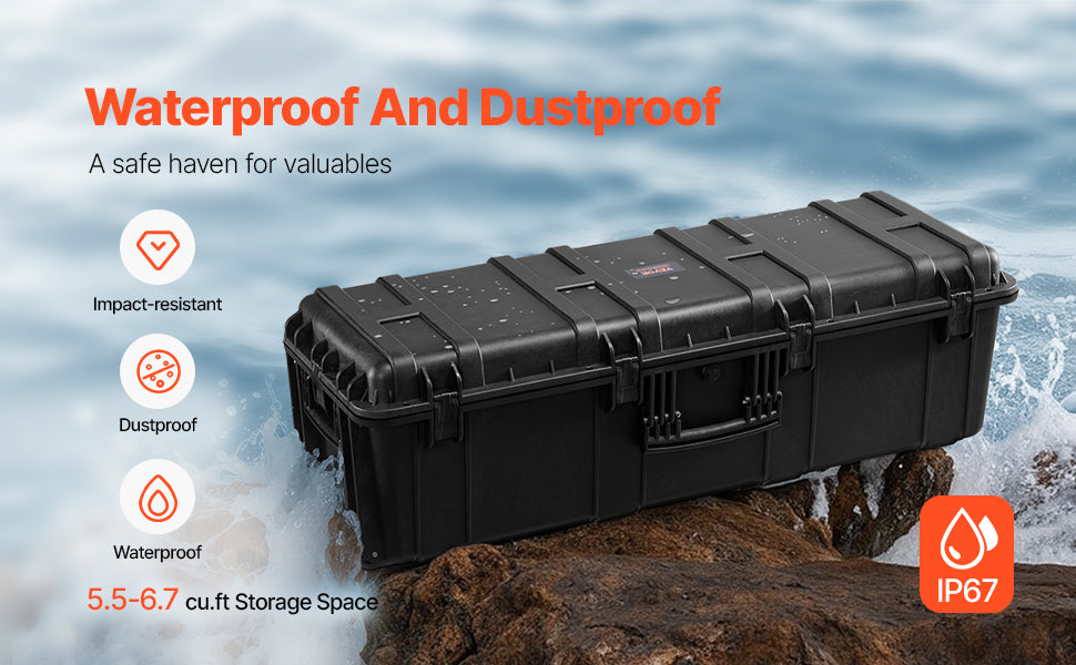 SucceBuy IP67 Weatherproof Hard Case Heavy Duty Protective Case w/ Pre-cut Foam and Handles for Travel Hunting Military Cameras