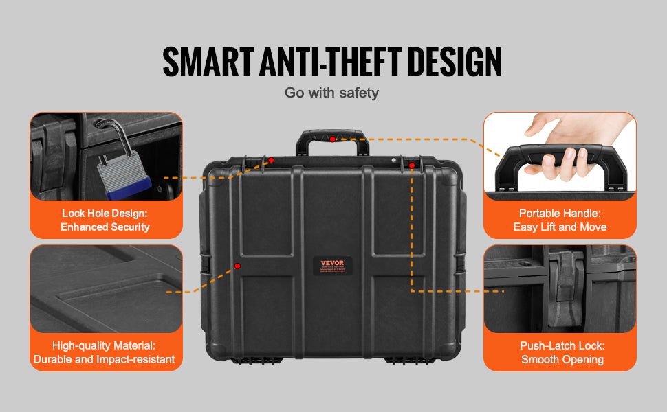 SucceBuy IP67 Weatherproof Hard Case Heavy Duty Protective Case w/ Pre-cut Foam and Handles for Travel Hunting Military Cameras
