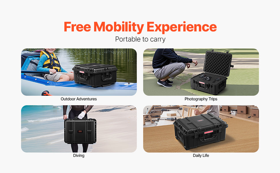 SucceBuy IP67 Weatherproof Hard Case Heavy Duty Protective Case w/ Pre-cut Foam and Handles for Travel Hunting Military Cameras
