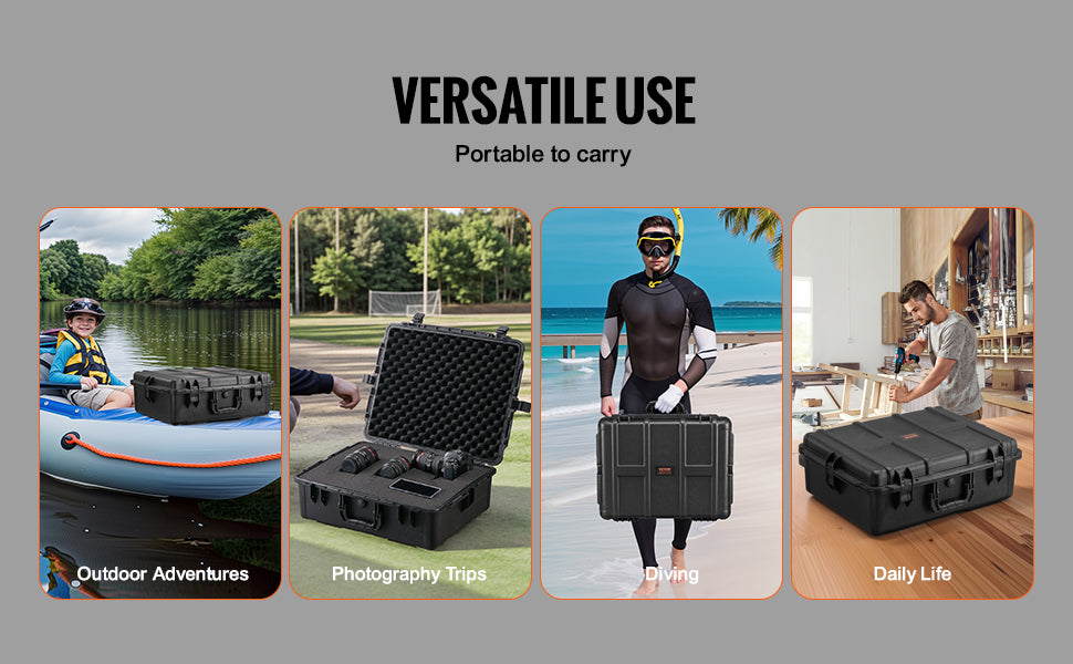 SucceBuy IP67 Weatherproof Hard Case Heavy Duty Protective Case w/ Pre-cut Foam and Handles for Travel Hunting Military Cameras