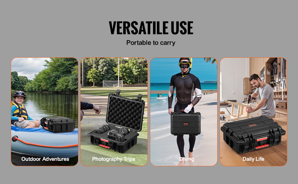 SucceBuy IP67 Weatherproof Hard Case Heavy Duty Protective Case w/ Pre-cut Foam and Handles for Travel Hunting Military Cameras