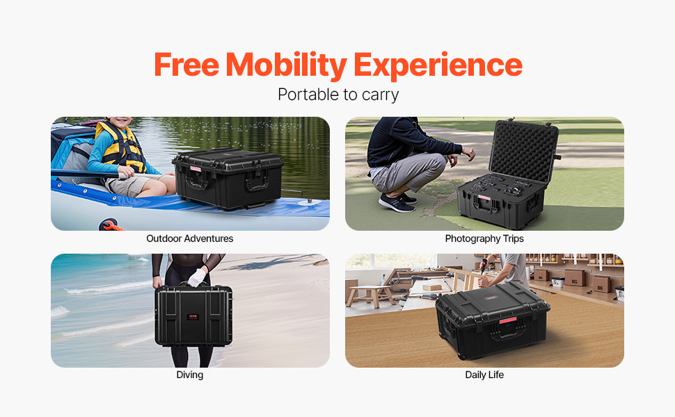 SucceBuy IP67 Weatherproof Hard Case Heavy Duty Protective Case w/ Pre-cut Foam and Handles for Travel Hunting Military Cameras