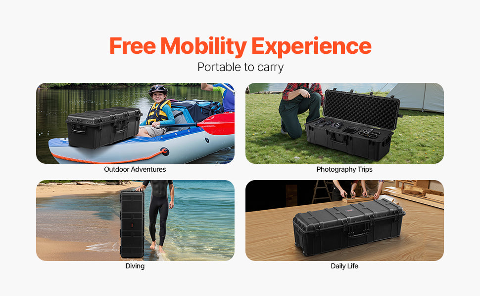 SucceBuy IP67 Weatherproof Hard Case Heavy Duty Protective Case w/ Pre-cut Foam and Handles for Travel Hunting Military Cameras