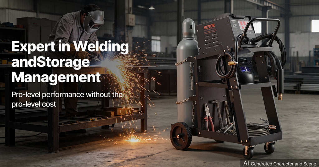 SucceBuy Welding Cart 3-Tier Welder Cart with Swivel Wheels Safety Chains Rolling Tank Storage for Plasma Cutter Welding Machine