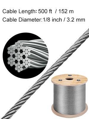 SucceBuy 152M/500Ft Wire Rope 316 Stainless Steel Strong Tension Soft Fishing Lifting Cable 7*7 Clothesline 1.5MM-3.2MM Diameter
