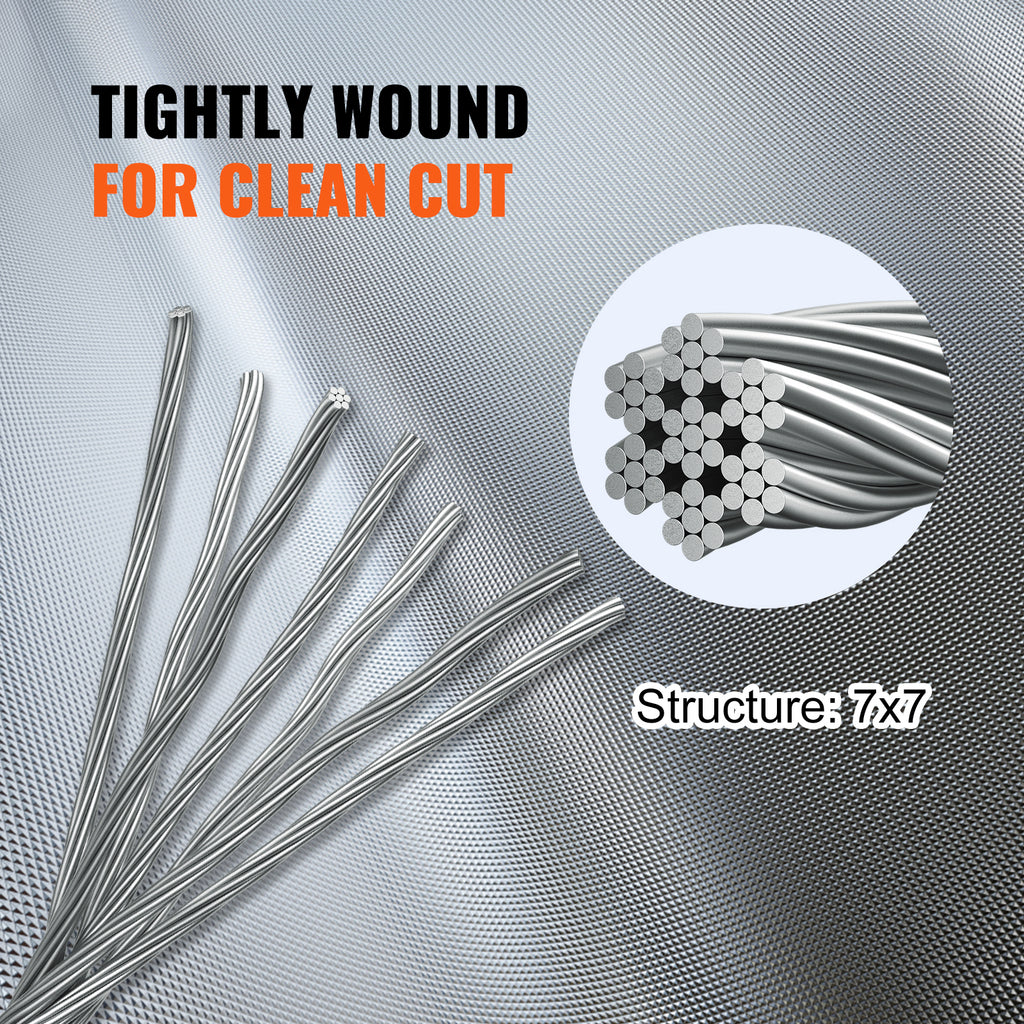 SucceBuy 152M/500Ft Wire Rope 316 Stainless Steel Strong Tension Soft Fishing Lifting Cable 7*7 Clothesline 1.5MM-3.2MM Diameter