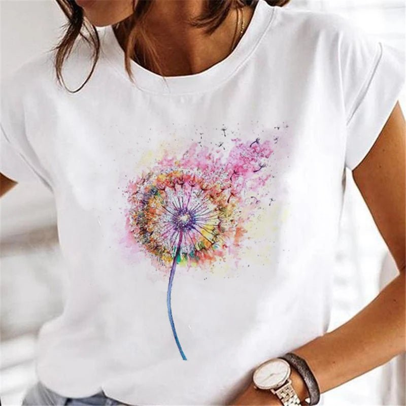 Women's Faion T - irts Cartoon Print Casual Comfortable Cotton Top for Spring Summer Autumn - Beauty