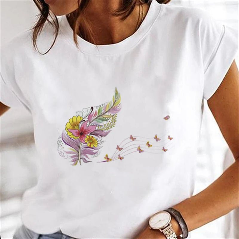 Women's Faion T - irts Cartoon Print Casual Comfortable Cotton Top for Spring Summer Autumn - Beauty