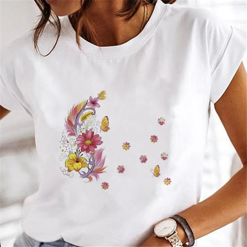 Women's Faion T - irts Cartoon Print Casual Comfortable Cotton Top for Spring Summer Autumn - Beauty