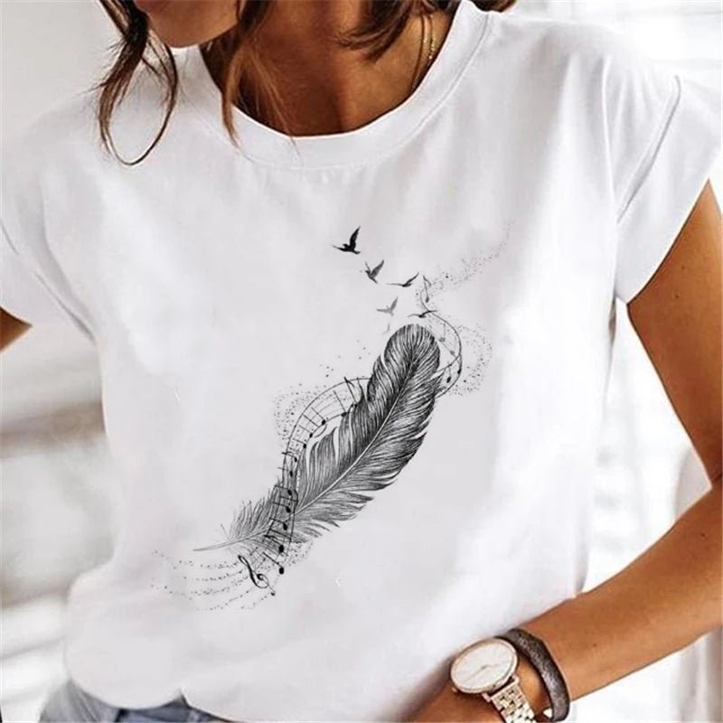 Women's Faion T - irts Cartoon Print Casual Comfortable Cotton Top for Spring Summer Autumn - Beauty