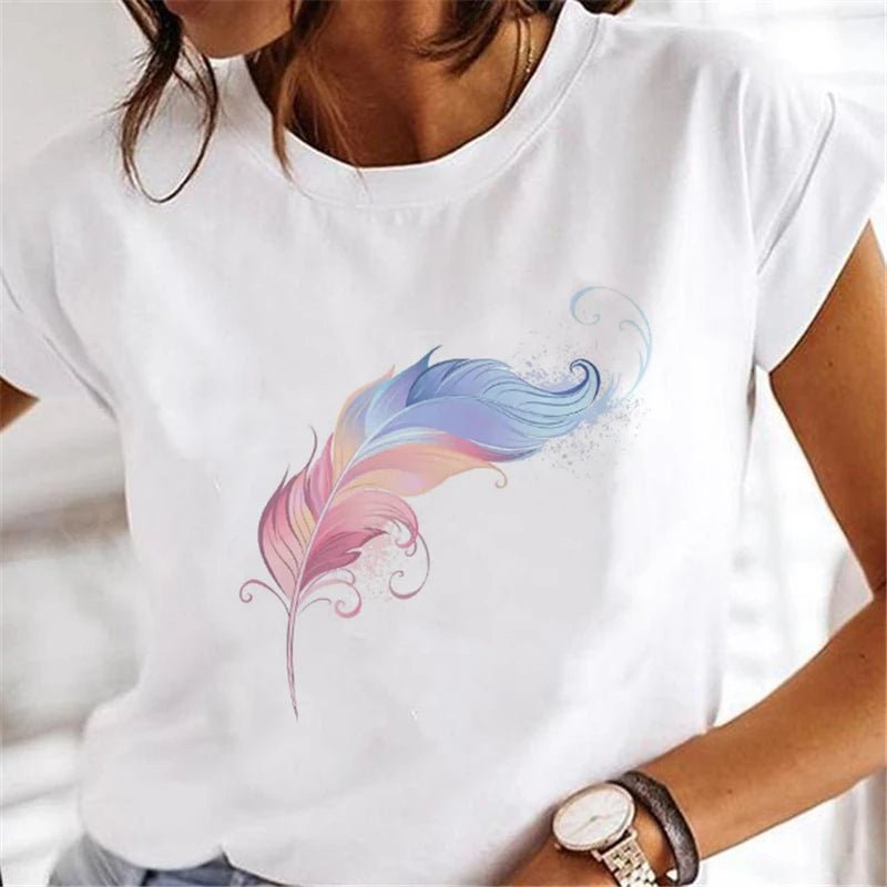 Women's Faion T - irts Cartoon Print Casual Comfortable Cotton Top for Spring Summer Autumn - Beauty
