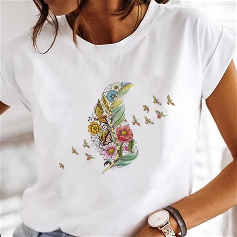 Women's Faion T - irts Cartoon Print Casual Comfortable Cotton Top for Spring Summer Autumn - Beauty